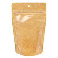 Sachets Doypack en papier kraft brun de qualité alimentaire avec fenêtre transparente frontale et fermeture éclair refermable pour aliments pour animaux de compagnie