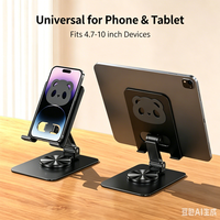 Support de téléphone et tablette portable pliable réglable en alliage d'aluminium à rotation 720° pour bureau, universel 4-12,9 pouces