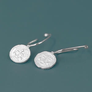 แฮนด์เมด925เครื่องประดับเงินสเตอร์ลิงตลกมีความสุขและโกรธหูตะขอต่างหู - Product Image 2