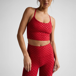 All Over Heart Prints Wide High Waisted <strong>Red</strong> Midi Legging Gym Fitness Running Buttery Soft Compression Pants Performance <strong>Tights</strong> - Product Image 2