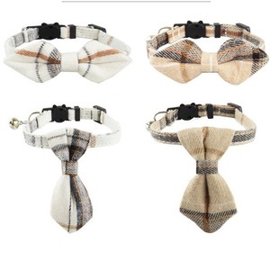Collares para Gatos de Algodón a Cuadros con Lazo y Hebilla Ajustable, Diseño Clásico para Gatos Pequeños, Todas las Temporadas - Product Image 1