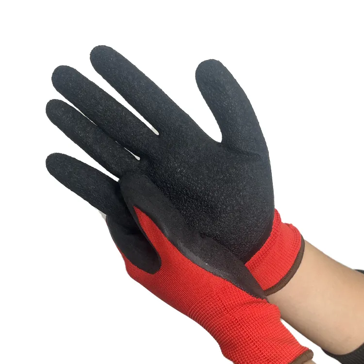Meilleur vendeur 2024 jauge 15 hommes travail personnalisé rouge gros gant de travail mousse à tricoter nitrile bleu gants de sécurité pour le travail
