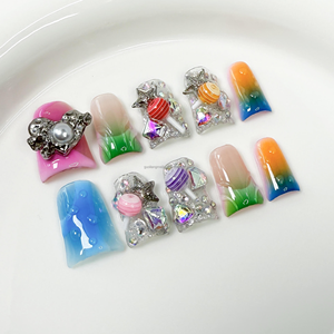 Juego de 10 <span class=keywords><strong>Uñas</strong></span> Postizas con Forma de Pata de Pato, Hechas a Mano, Reutilizables, Acrílicas, con Borde Redondeado, <span class=keywords><strong>para</strong></span> Salón, OEM ODM - Product Image 2