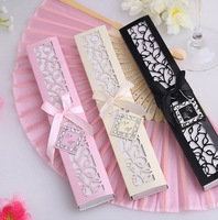 Éventail pliant en bois et soie gravé personnalisé multicolore, cadeau de mariage pour douche nuptiale et événements festifs