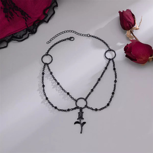 Bijoux fantaisie collier <span class=keywords><strong>gothique</strong></span> tour de cou Halloween cristal gland collier pour femmes rétro noir Rose clavicule unisexe chaîne cadeau - Product Image 3