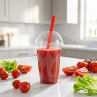 Gobelets en plastique transparent PET à paroi simple de 98 mm de diamètre avec couvercles, personnalisables avec logo, pour thé boba, café glacé, jus, boissons froides à emporter