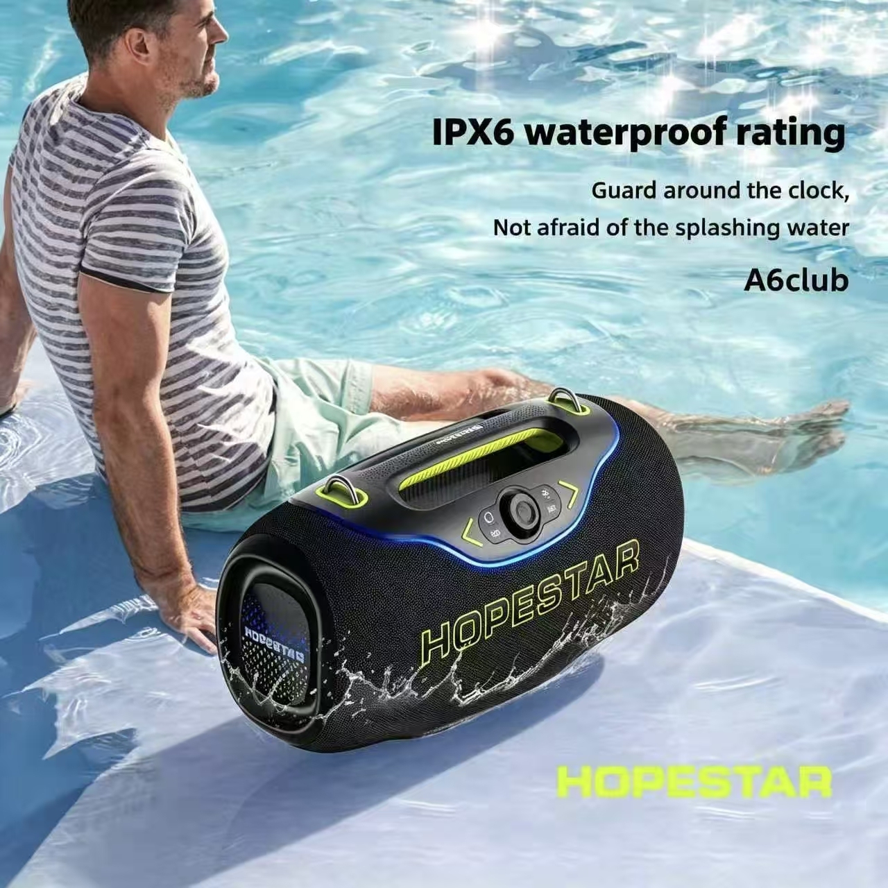 HOPESTAR A6CLUB <strong>200W</strong> High Power Outdoor <strong>Speaker</strong> 24000mAh Battery <strong>Wireless</strong> for with RGB LED Lighting and Microphone