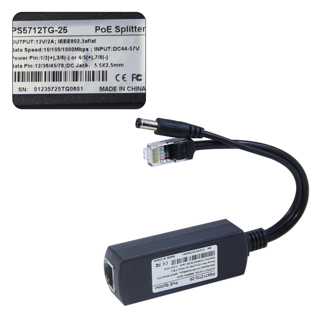 12V Gigabit PoE Splitter 10/100/1000Mbps Type C DC 5521MM Network Switches With Power Over Ethernet