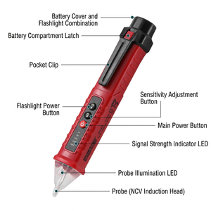 เครื่องทดสอบแรงดันไฟฟ้าแบบไม่สัมผัสจอแสดงผล LED 90V 1000V AC เครื่องมือช่างไฟฟ้าพลาสติกสำหรับตรวจจับสายไฟในครัวเรือน - Product Image 1