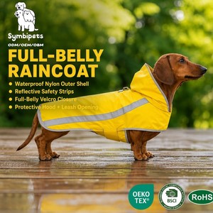 OEM ODM Dachshund Full Belly Waterproof <strong>Dog</strong> Raincoat Nylon Rain Jacket With Reflective Stripe <strong>Sausage</strong> <strong>Dog</strong> Rain <strong>Coat</strong> Wholesale - Product Image 1
