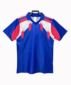 Camisa retrô de futebol 1990, equipe nacional de secagem rápida, azul, roupa esportiva retrô, traje de treinamento