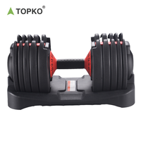 Haltères réglables TOPKO 24 kg pour la remise en forme à domicile, poignée réglable, haltères multifonctions réglables 24 kg