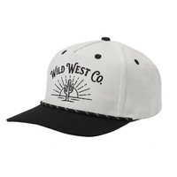 Casquette Snapback Sportive 5 Panneaux à Visière en Corde Bicolore avec Logo Brodé Personnalisé Style Western Vintage OEM Vente en Gros MOQ 50