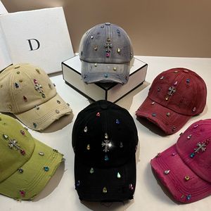 Phụ nữ mùa hè màu be cổ điển rửa bông vải đau khổ đá <span class=keywords><strong>lurex</strong></span> thạch tinh thể chéo khóa Mũ bóng chày CHA mũ - Product Image 2