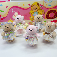Boneka Beruang Teddy Lucu Kartun Kustom dengan Overall dan Aksesoris Pita, Kemasan Kantong OPP