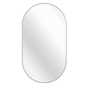 Silver 20 X 33 Inch Metal Oval Wall Mirror With Frosted Glass <b>Sconces</b> - Product Image 3
