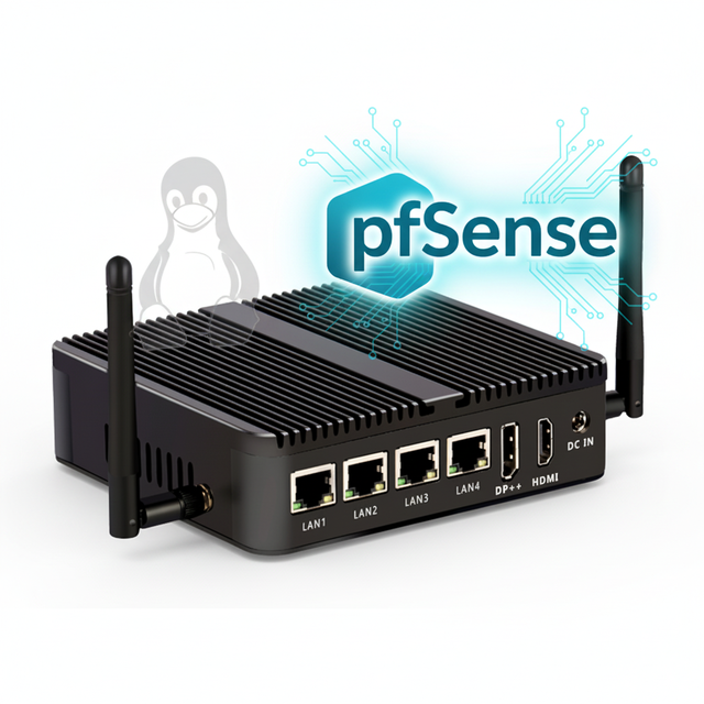 4 Lan Mini PC with Intel J5005 Processor Firewall Router 4xI226V 2.5G NIC Ports Industrial Mini PC