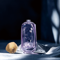 Flacon de parfum élégant en verre transparent coloré à double paroi incurvé, 50 ml, 100 ml, logo personnalisé, impression multiple, vente en gros, luxe
