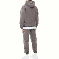Ensemble de survêtement deux pièces pour homme en molleton technique polyester avec logo personnalisé, comprenant un sweat à capuche zippé et un pantalon de jogging