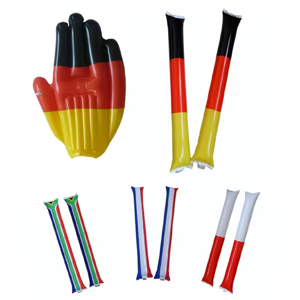 Inflatable PE Flag Printing Cheering Stick World Flag Stick Football Fan Thunder Stick
