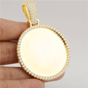 Pendentif unisexe en argent sterling 925, micro-pavé complet, photo personnalisée, moissanite certifiée, 17g, hip-hop, bijoux uniques - Product Image 1