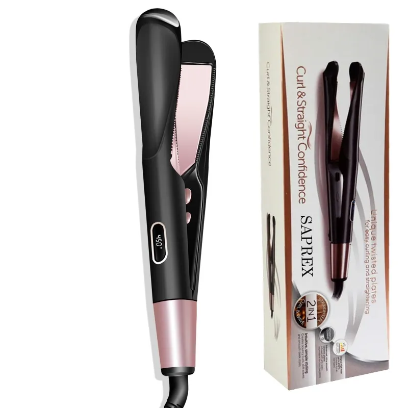 New 2 In 1 Hair Straightener and Curler Iron for All Hair Types Tourmaline Ceramic Twisted Flat Iron for Hair Styling