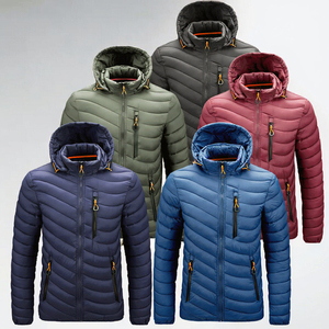 Chaqueta con Capucha para Hombre, Otoño Invierno, Nueva Moda, Manga Larga, Gruesa, con Cierre, Cuello Alto, Capucha Desmontable, Bolsillos Cálidos, Ecológica - Product Image 3