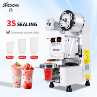 Machine de scellage automatique de gobelets en plastique commerciale en acier inoxydable Machine de scellage de gobelets en papier électrique pour boissons au lait de thé