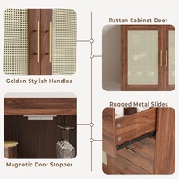Meuble bar moderne en bois de style mid-century avec porte en dalle, rangement pour bouteilles de vin, tiroirs pour salon, maison