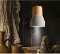 Lampe suspendue en bois de style loft industriel rétro, petite, en fer et en ciment, avec interrupteur à télécommande pour hôtels, ateliers d'art
