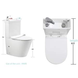 MWD Combiné <span class=keywords><strong>WC</strong></span> et Lavabo en Céramique 2 en 1 Économiseur d'Eau avec <span class=keywords><strong>Lave</strong></span>-Mains Intégré - Product Image 6