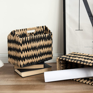 Panier de salle de bain et de jacinthe d'eau, conteneur à Magazine, avec poignées, rangement à domicile ou au bureau polyvalent - Product Image 5