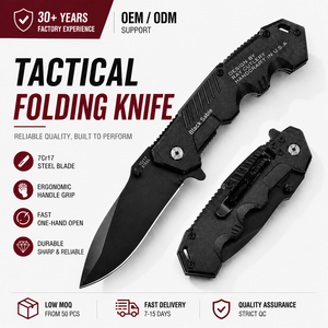 Coltello Tascabile Pieghevole Professionale da Esterno Popolare con Lama in Acciaio Inossidabile e Manico in Plastica Personalizzabile con Supporto OEM - Product Image 1