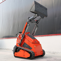 Pengiriman Gratis Diesel Mini Skid Steer Loader Crawler Loader Gearbox Heavy Duty Earthmoving Loader Mesin Koop 0.4CBM Bucket