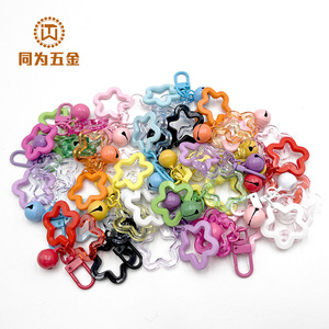 Custom Candy Colored Acrylic <b>Star</b> Bell Keychain With Zinc Alloy <b>Clip</b> For Backpack Handbag Accessory Pendant - Product Image 1