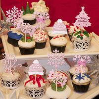 Décorations de cupcakes Joyeux Noël, piques à cupcakes scintillantes Ho Ho Ho, décorations de cupcakes en forme d'arbre de Noël, piques à cupcakes flocon de neige pour Noël et anniversaire