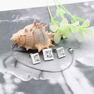 Conjunto de Joyería para Mujer, Collar y Aretes de Acero Inoxidable con Circonita y Baño de Oro de 18k, Estilo Dubai para Bodas - Product Image 5