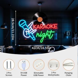 Karaoke Night Letreros Neon LED indoor hanging ambient light shop <b>sign</b> wall decoration light entrance indicator light 5V 12V - Product Image 2