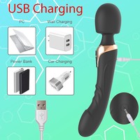 Doppelkopf Wasserdichter Vibrator USB-Aufladung Doppel-Schock AV-Stab G-Punkt-Masturbation 40dB Geräuschpegel