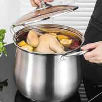 Marmite extra profonde en acier inoxydable de qualité alimentaire 22 cm 24 cm avec couvercle en verre, grande capacité, pour cuisinières à induction et à gaz