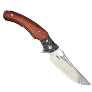 Cuchillo de Bolsillo Multifuncional Meilong M390 de Acero Inoxidable de Alta Calidad con Funda Industrial Fija, Madera de Sándalo Amarillo, DIY - Product Image 1