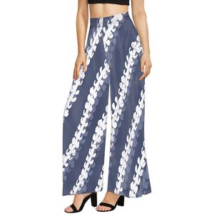 Moda moda blu bianco modello di fiori donna <span class=keywords><strong>pantaloni</strong></span> larghi polinesiano Samoan Pacifico <span class=keywords><strong>pantaloni</strong></span> personalizzati Multi Size donna - Product Image 1