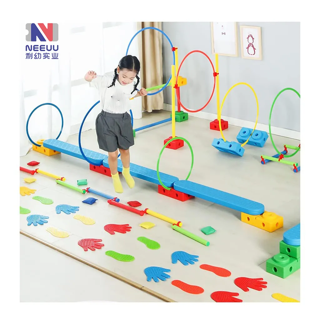 Nursery Kids corsa ad ostacoli formazione equilibrio e coordinazione Jumping Play Combo plastica durevole Agility Hoops attrezzature sensoriali