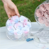 Boîte à fleurs éternelle en acrylique Boîte à fleurs transparente en acrylique avec boîte-cadeau Grande roue