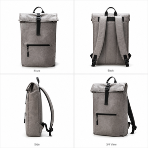 Mochila Gris para Portátil con Cierre de Hebilla, Impermeable, con Bolsillo con Cremallera para el Viaje Diario - Product Image 5