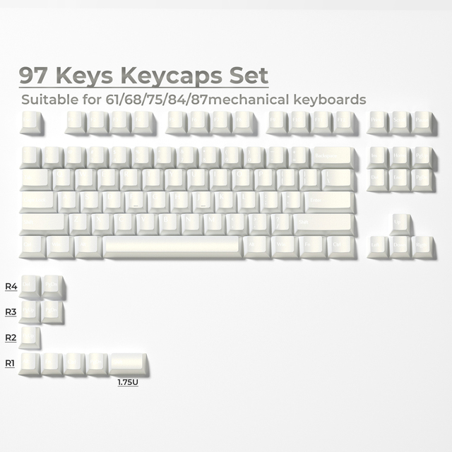 XVX Keycaps English Language Pearlescent Magic Cherry Profile 5-sided Dye-Sub PBT Keycap Set (97-Key) Personalized DIY