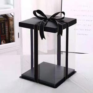 Scatola per Torta di Compleanno Semplice, all'Ingrosso, a Doppio Strato, Trasparente, Nera, Ecologica - Product Image 2