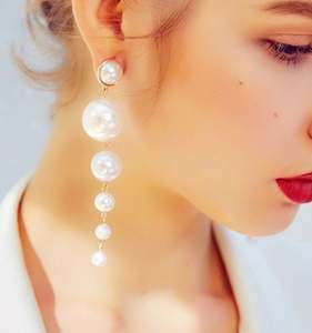 Boucles d'oreilles longues en perles simulées de haute qualité 2019 pour femmes - Product Image 5