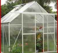Serre de jardin en aluminium Double porte coulissante double paroi en polycarbonate protégé contre les UV