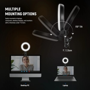 Éclairage photographique <span class=keywords><strong>NEEWER</strong></span> BR60 Basic, <span class=keywords><strong>anneau</strong></span> <span class=keywords><strong>lumineux</strong></span> de 5 pouces avec clip et trépied de bureau pour vidéoconférence, ordinateur portable, diffusion en direct - Product Image 4